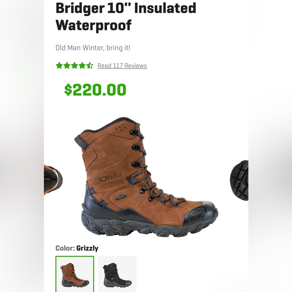 Obōz Bridger 10” Insulated Waterproof boots - Picture 2 of 4